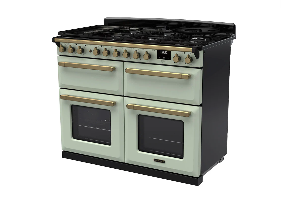 Rangemaster ESDLB110DFPMNT/AB1 Estel Deluxe 110cm BC Dual Fuel Mint/Antique Brass - Image 2