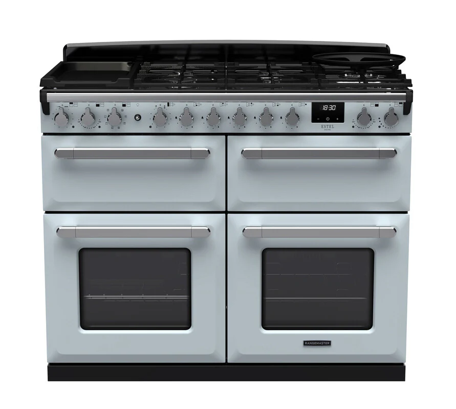 Rangemaster ESDLB110DFPMSB/CM1 Estel Deluxe 110cm BC Dual Fuel Misty Blue/Chrome