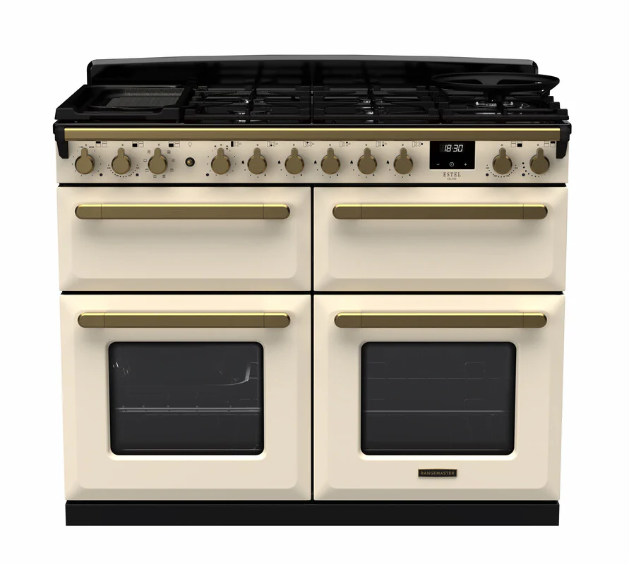 Rangemaster ESDLB110DFPPCR/AB1 Estel Deluxe 110cm BC Dual Fuel Pale Cream/Antique Brass