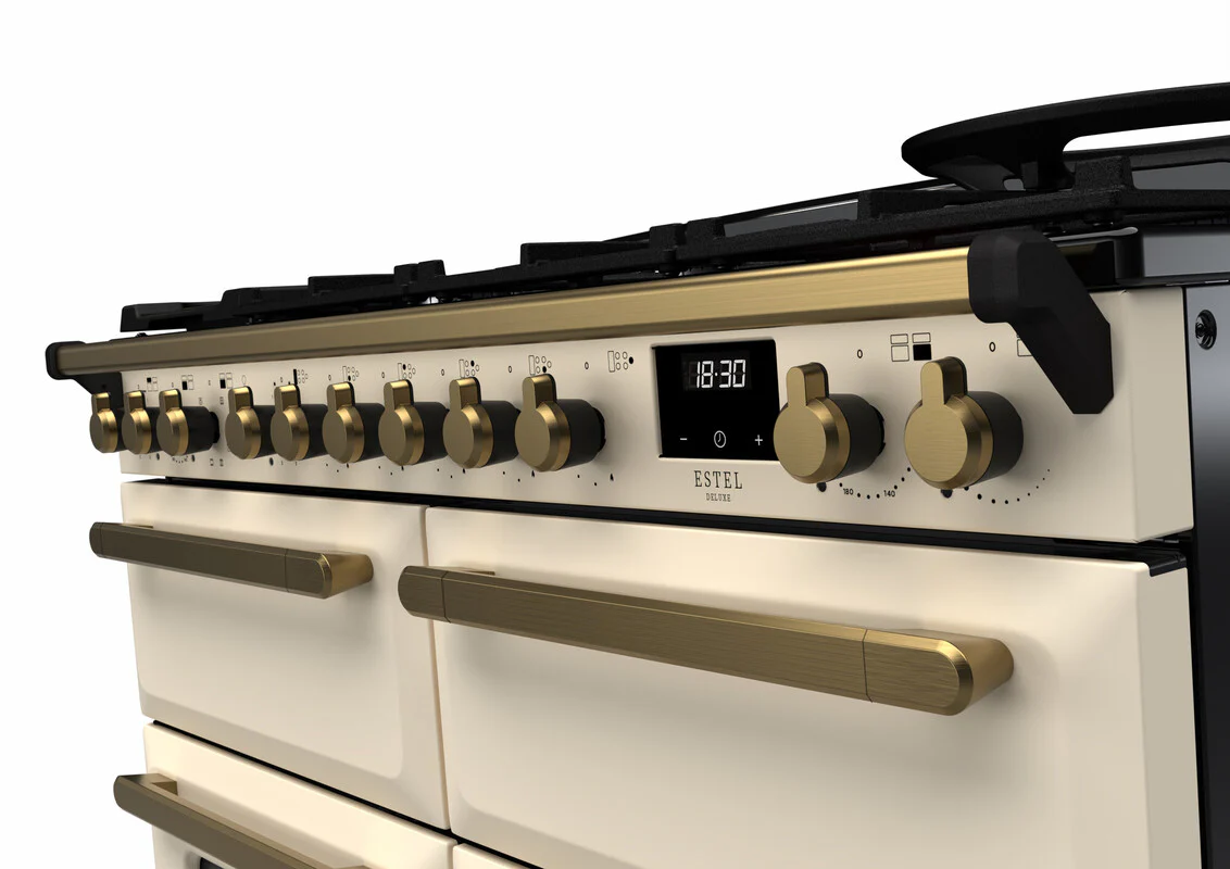 Rangemaster ESDLB110DFPPCR/AB1 Estel Deluxe 110cm BC Dual Fuel Pale Cream/Antique Brass - Image 2