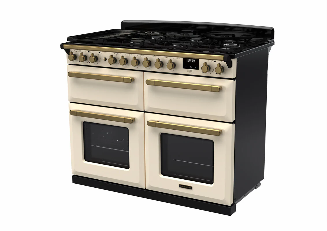Rangemaster ESDLB110DFPPCR/AB1 Estel Deluxe 110cm BC Dual Fuel Pale Cream/Antique Brass - Image 3