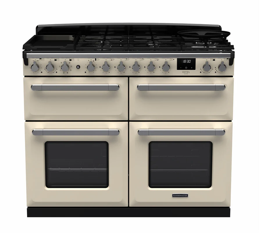 Rangemaster ESDLB110DFPPCR/CM1 Estel Deluxe 110cm BC Dual Fuel Pale Cream/Chrome