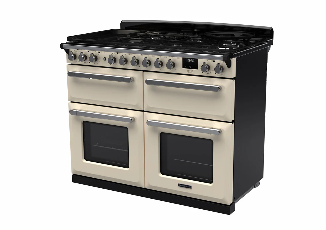 Rangemaster ESDLB110DFPPCR/CM1 Estel Deluxe 110cm BC Dual Fuel Pale Cream/Chrome - Image 2