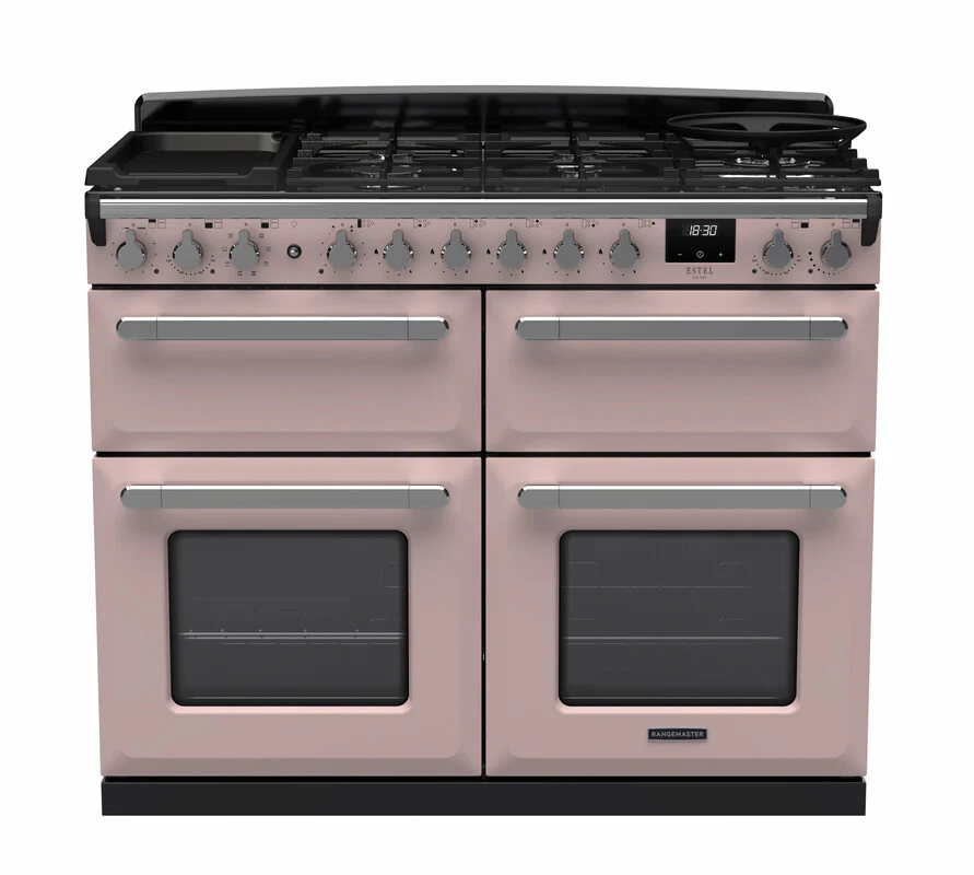 Rangemaster ESDLB110DFPPPK/CM1 Estel Deluxe 110cm BC Dual Fuel Pale Pink/Chrome