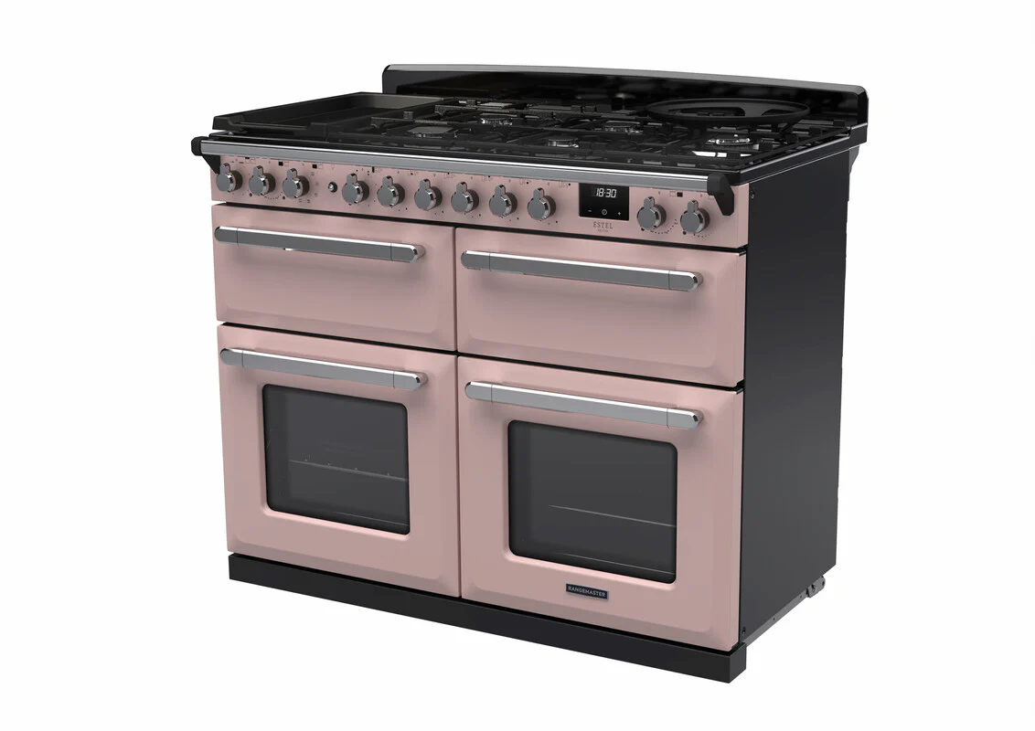 Rangemaster ESDLB110DFPPPK/CM1 Estel Deluxe 110cm BC Dual Fuel Pale Pink/Chrome - Image 2