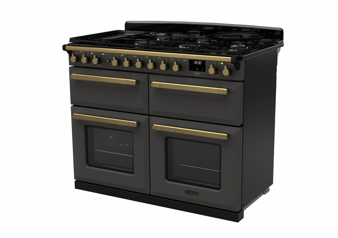Rangemaster ESDLB110DFPSLT/AB1 Estel Deluxe 110cm BC Dual Fuel Slate/Antique Brass - Image 3