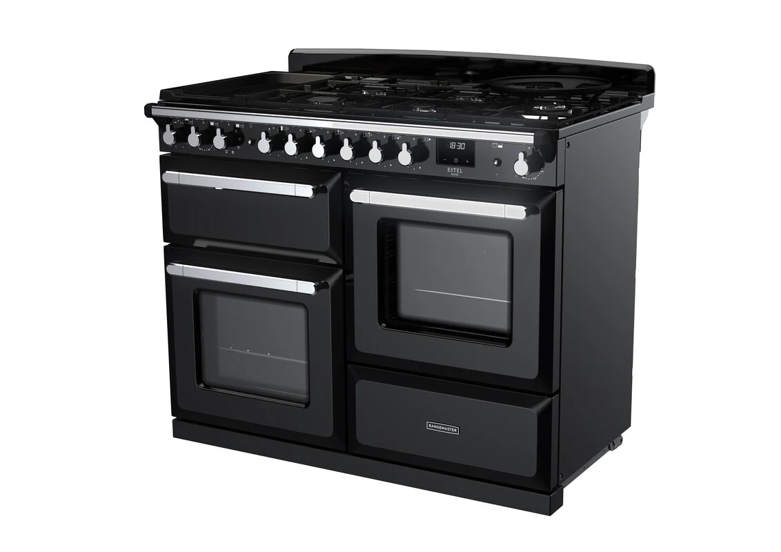 Rangemaster ESDLO110DFPGBL/CM1 Estel Deluxe 110cm Dual Fuel Black/Chrome - Image 2