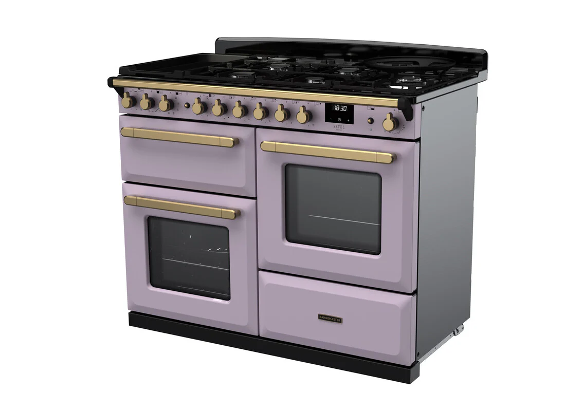 Rangemaster ESDLO110DFPHTH/AB1 Estel Deluxe 110cm Dual Fuel Heather/Antique Brass - Image 2