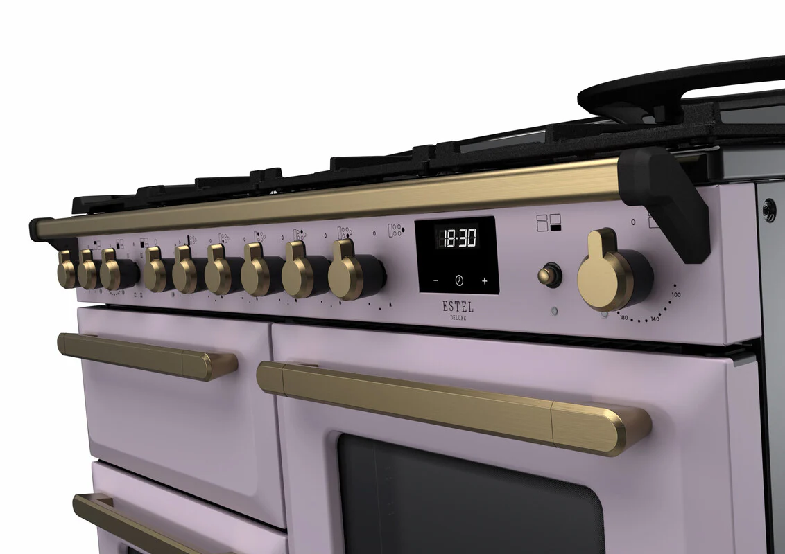 Rangemaster ESDLO110DFPHTH/AB1 Estel Deluxe 110cm Dual Fuel Heather/Antique Brass - Image 3
