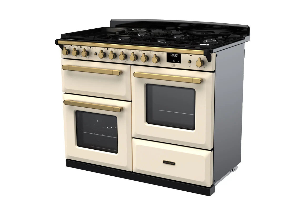 Rangemaster ESDLO110DFPPCR/AB1 Estel Deluxe 110cm Dual Fuel Pale Cream/Antique Brass - Image 2