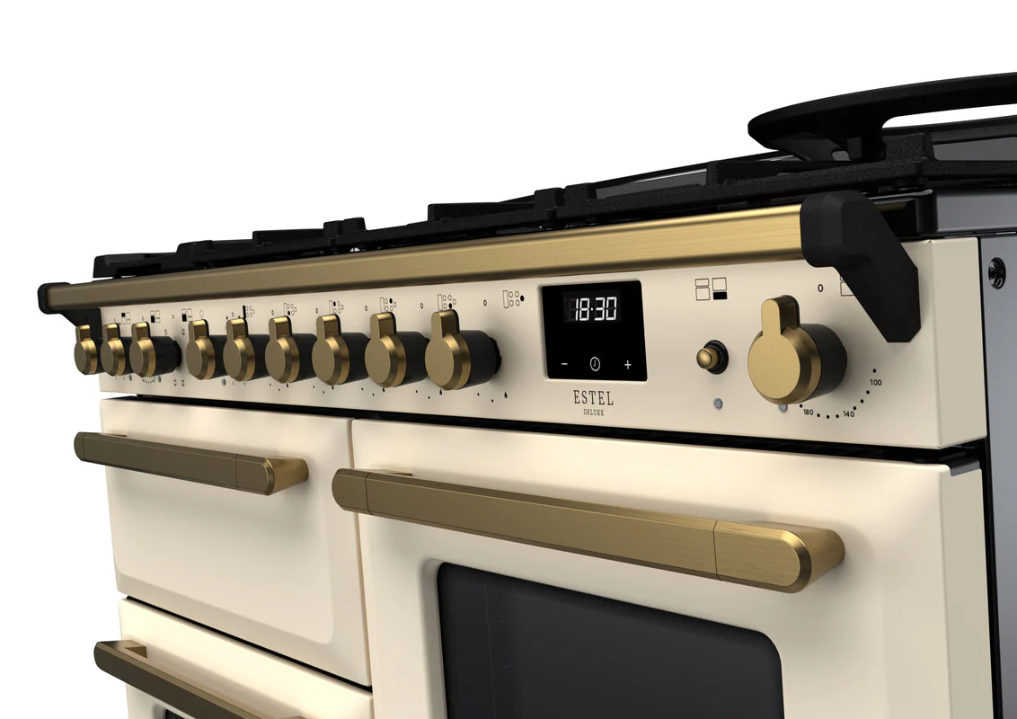 Rangemaster ESDLO110DFPPCR/AB1 Estel Deluxe 110cm Dual Fuel Pale Cream/Antique Brass - Image 3