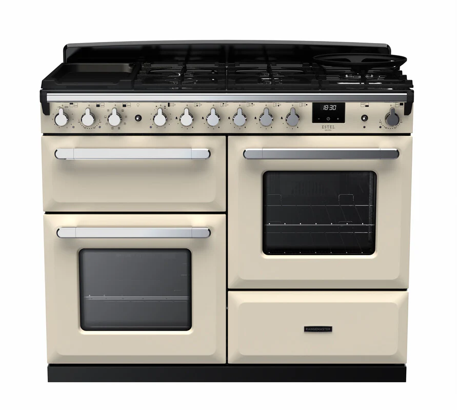 Rangemaster ESDLO110DFPPCR/CM1 Estel Deluxe 110cm Dual Fuel Pale Cream/Chrome