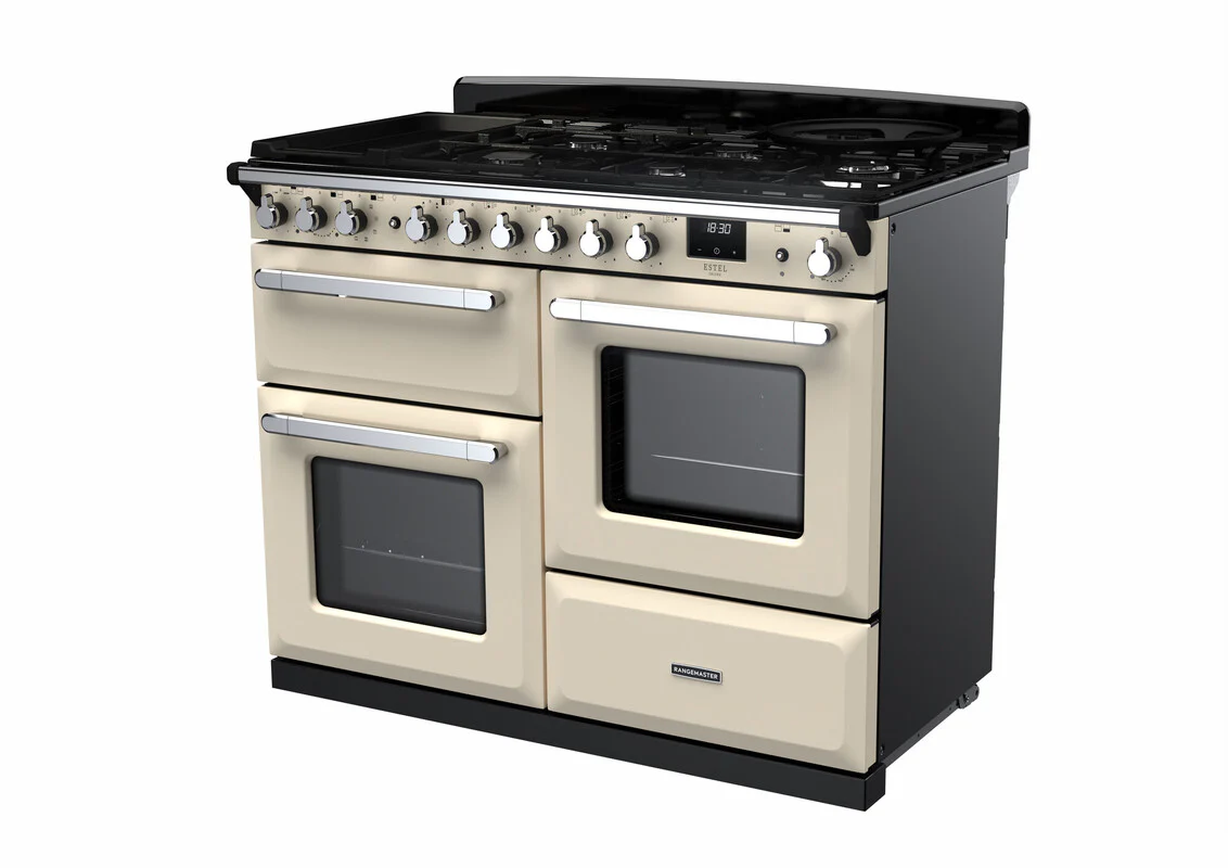 Rangemaster ESDLO110DFPPCR/CM1 Estel Deluxe 110cm Dual Fuel Pale Cream/Chrome - Image 3