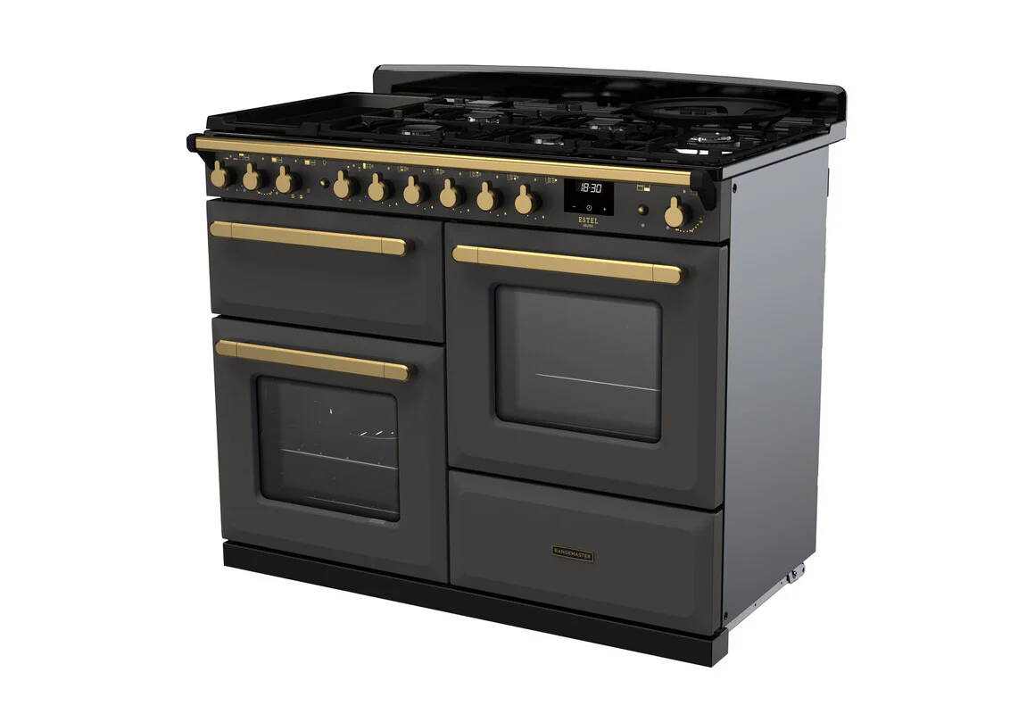 Rangemaster ESDLO110DFPSLT/AB1 Estel Deluxe 110cm Dual Fuel Slate/Antique Brass - Image 2