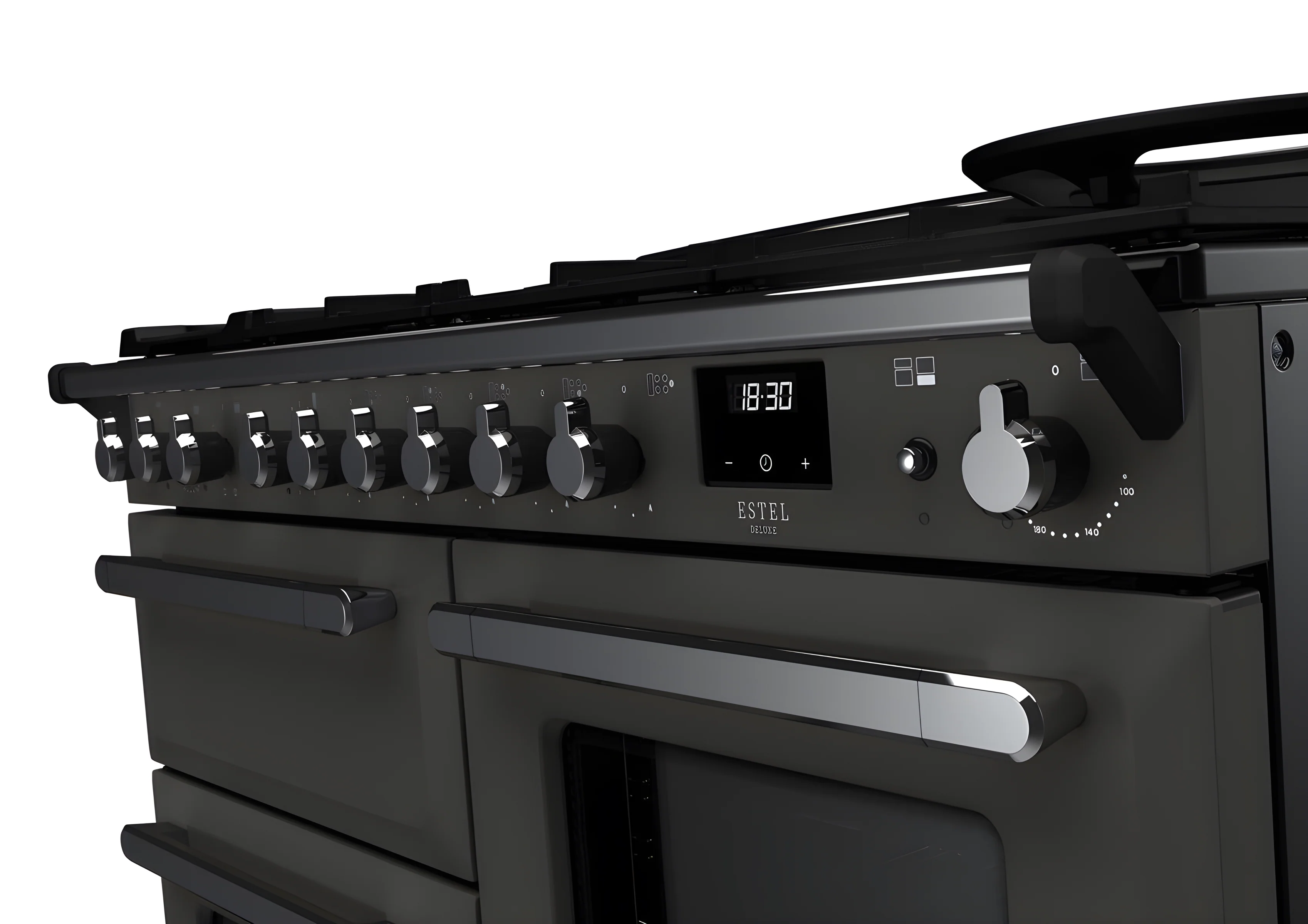 Rangemaster ESDLO110DFPSLT/CM1 Estel Deluxe 110cm Dual Fuel Slate/Chrome - Image 2