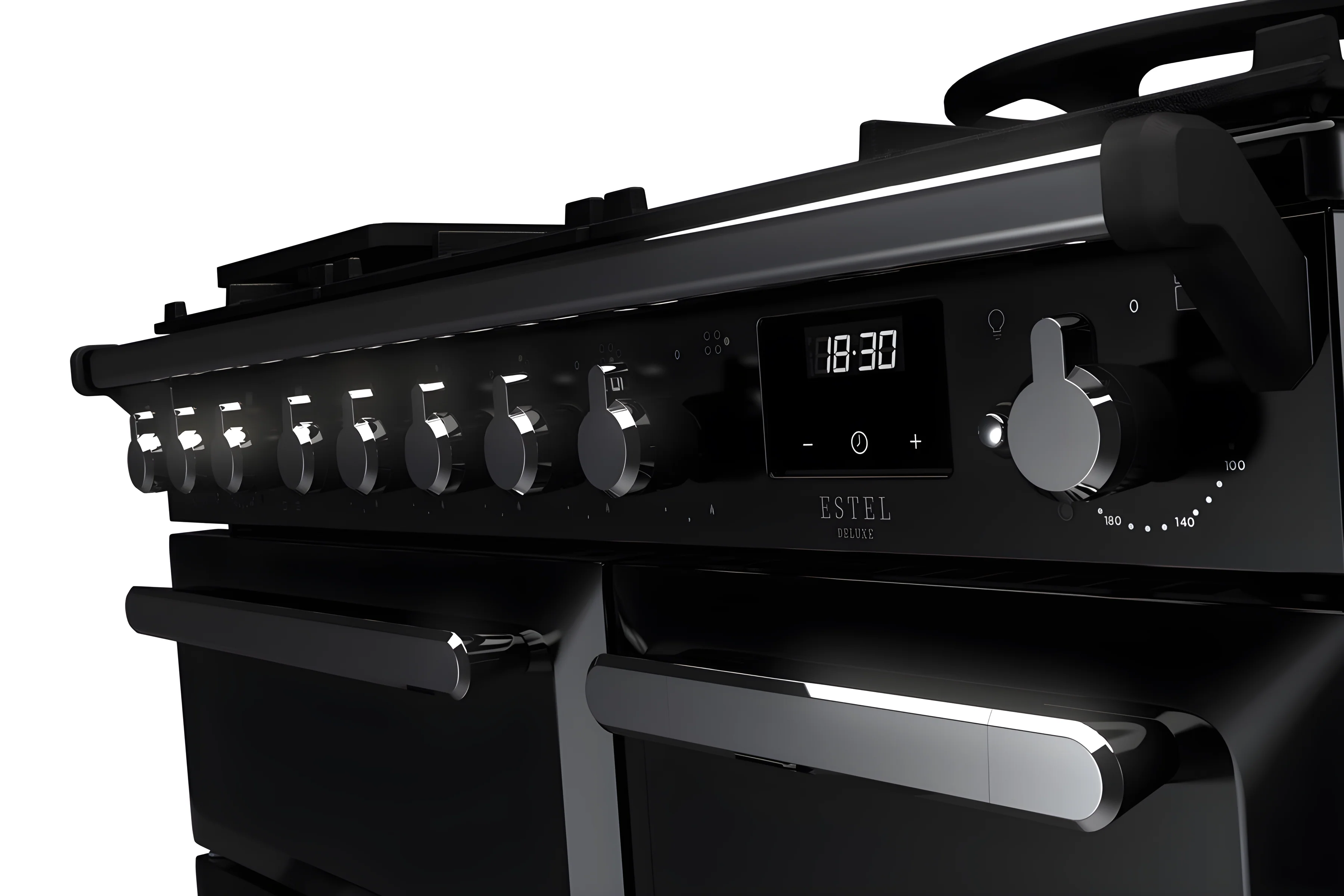 Rangemaster ESDL90DFPGBL/CM1 Estel Deluxe 90cm Dual Fuel Black/Chrome - Image 2