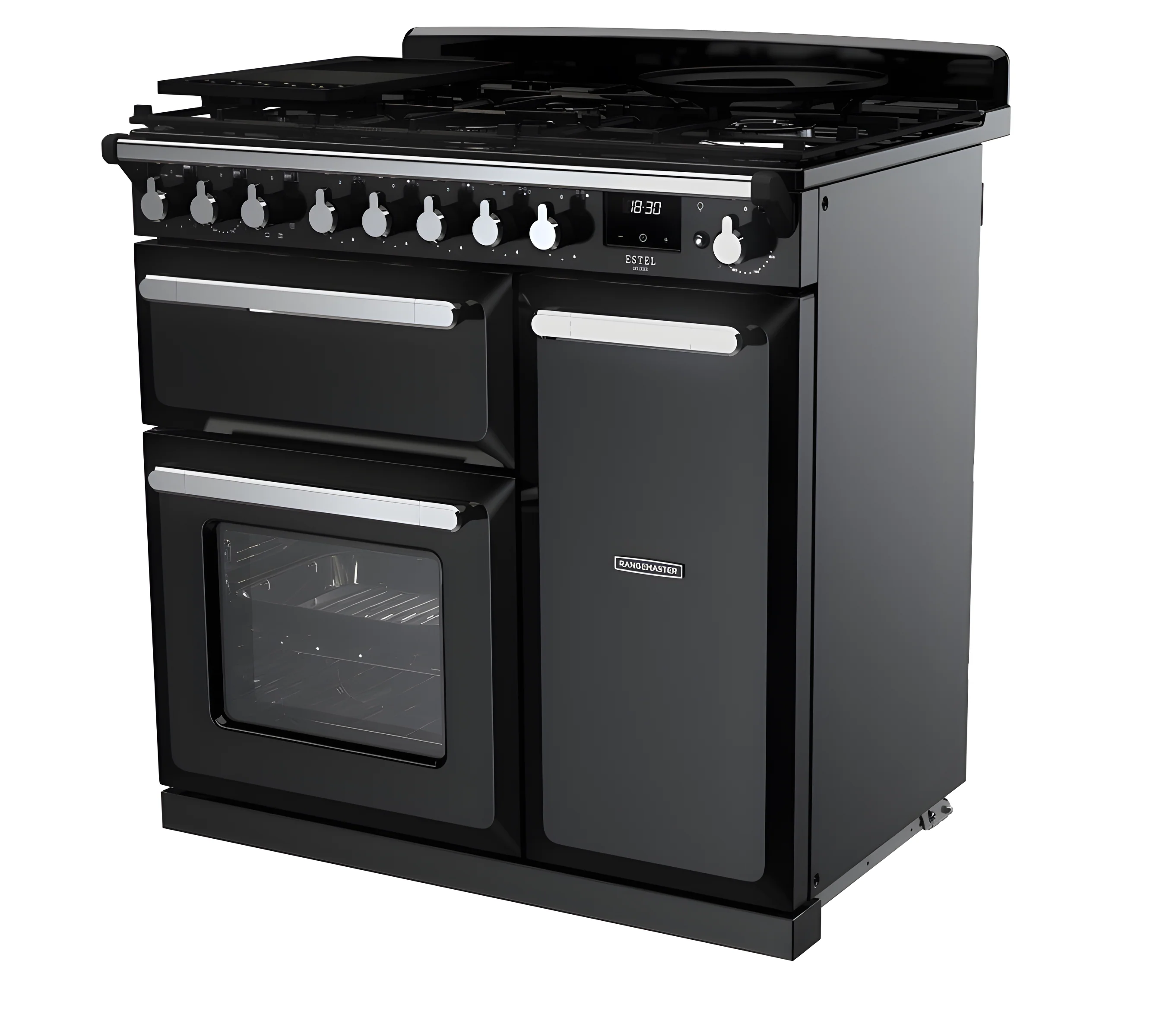 Rangemaster ESDL90DFPGBL/CM1 Estel Deluxe 90cm Dual Fuel Black/Chrome - Image 3