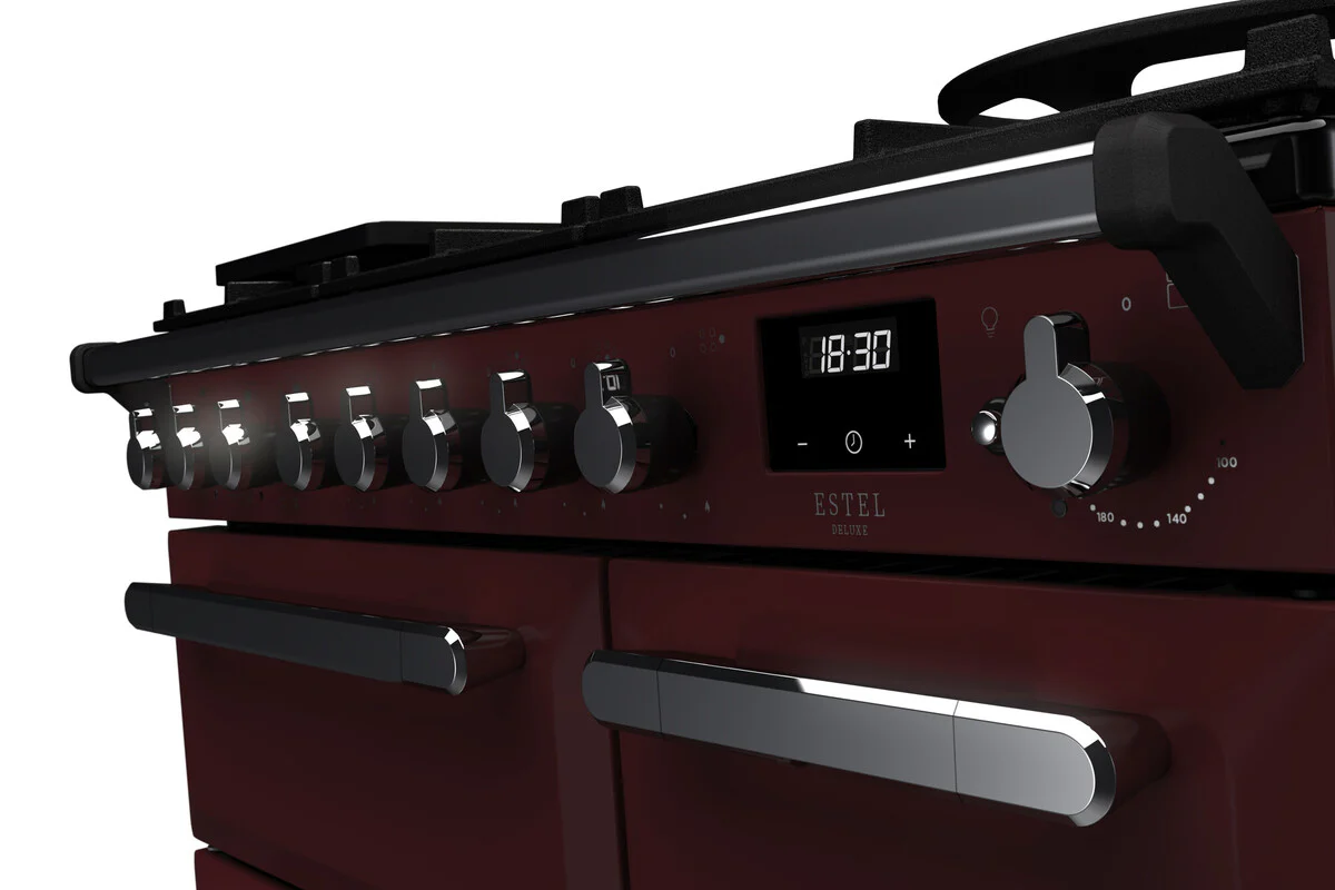 Rangemaster ESDL90DFPBOR/CM1 Estel Deluxe 90cm Dual Fuel Bordeaux/Chrome - Image 2