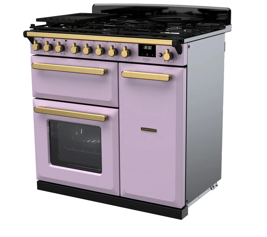 Rangemaster ESDL90DFPHTH/AB1 Estel Deluxe 90cm Dual Fuel Heather/Antique Brass - Image 3
