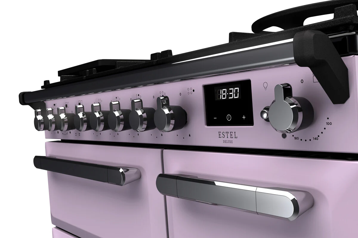 Rangemaster ESDL90DFPHTH/CM1 Estel Deluxe 90cm Dual Fuel Heather/Chrome - Image 2