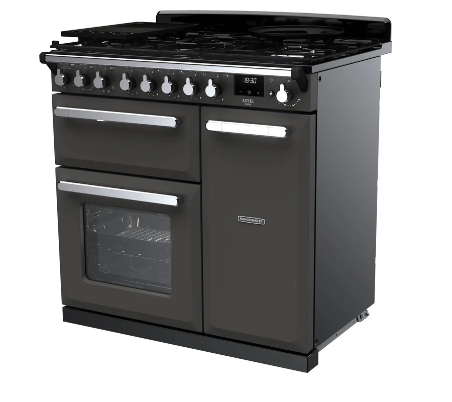 Rangemaster ESDL90DFPSLT/CM1 Estel Deluxe 90cm Dual Fuel Slate/Chrome - Image 3
