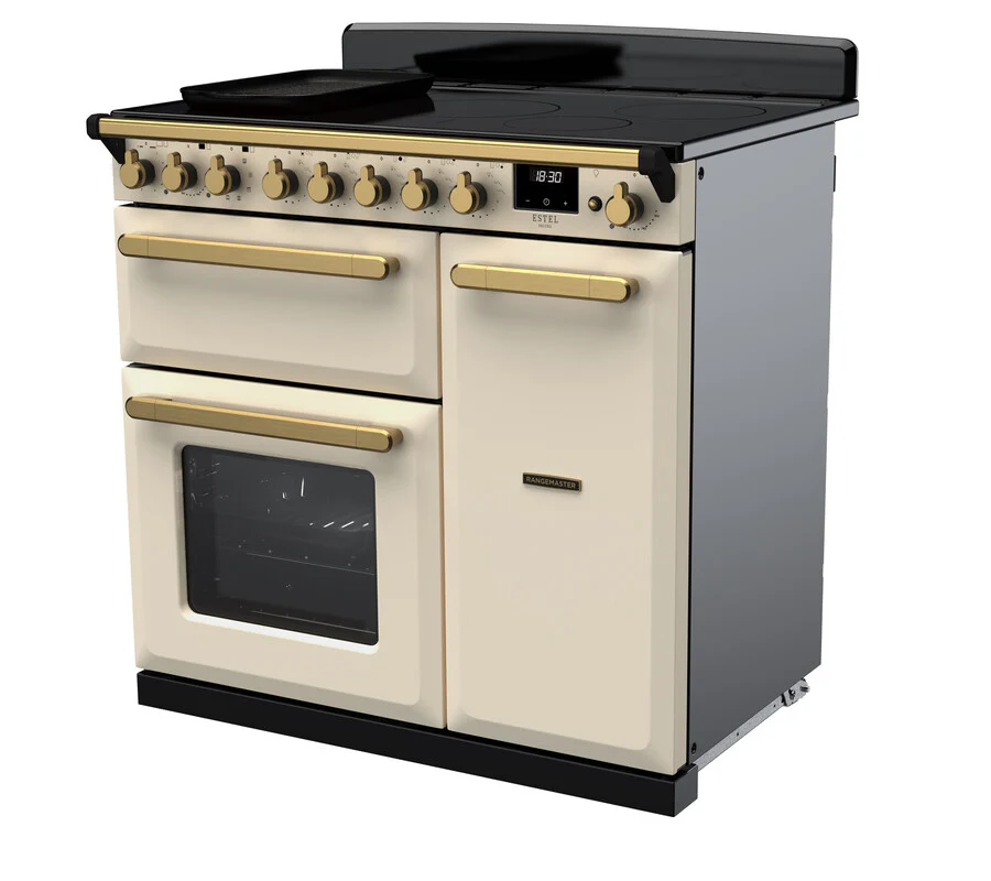 Rangemaster ESDL90EIPPCR/AB1 Estel Deluxe 90cm Induction Pale Cream/Antique Brass - Image 3