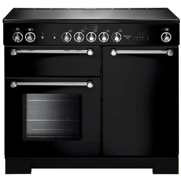 Rangemaster KCH100ECBL/C - Black/Chrome Range Cooker - 79L/82L Dual Oven - A Rated