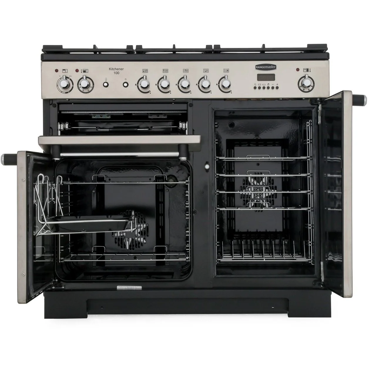 Rangemaster KCH100ECBL/C - Black/Chrome Range Cooker - 79L/82L Dual Oven - A Rated - Image 2