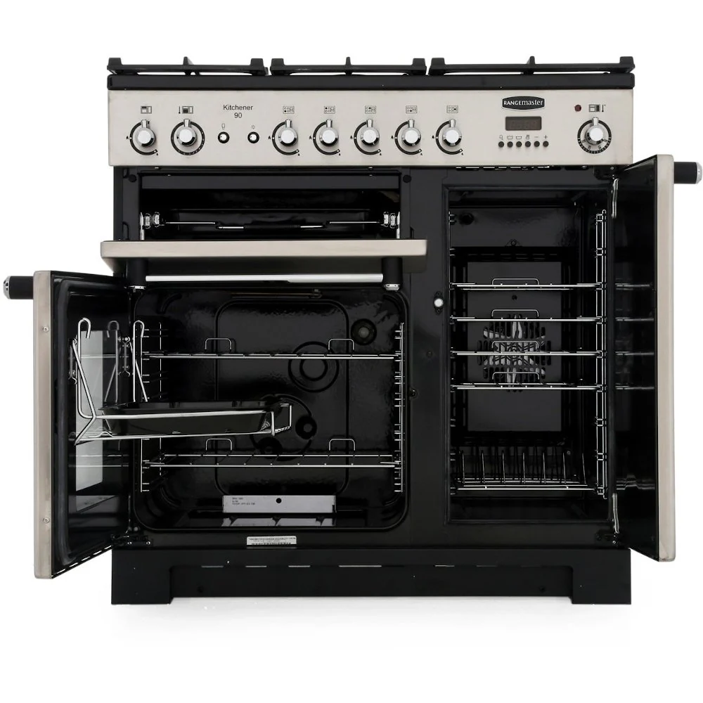 Rangemaster KCH90NGFBL/C - Black/Chrome 90cm Gas Range Cooker - A+ Energy - Image 2