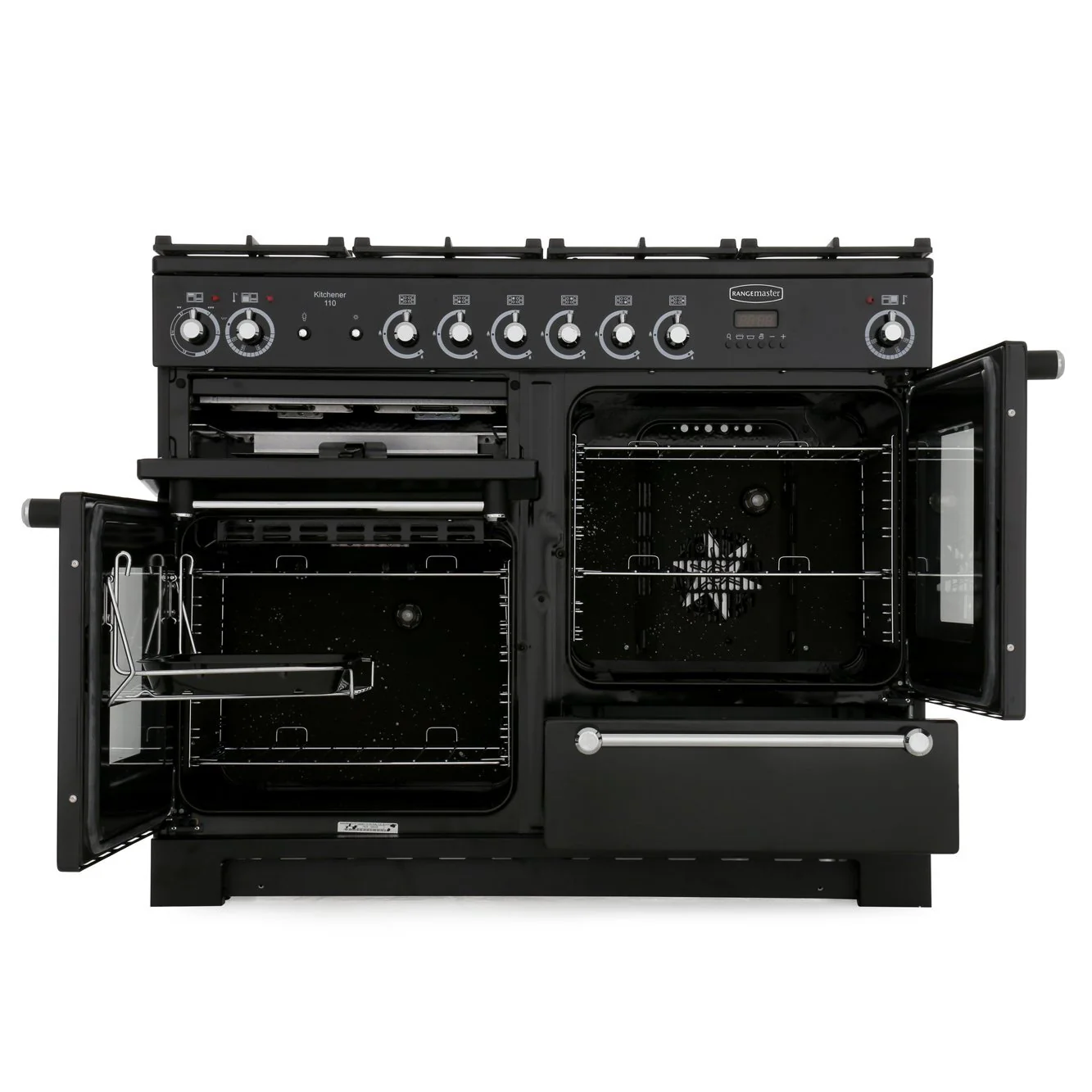 Rangemaster Kitchener KCH110DFFCR/C - Cream/Chrome 110cm Dual Fuel Range Cooker - A Rated - Image 2