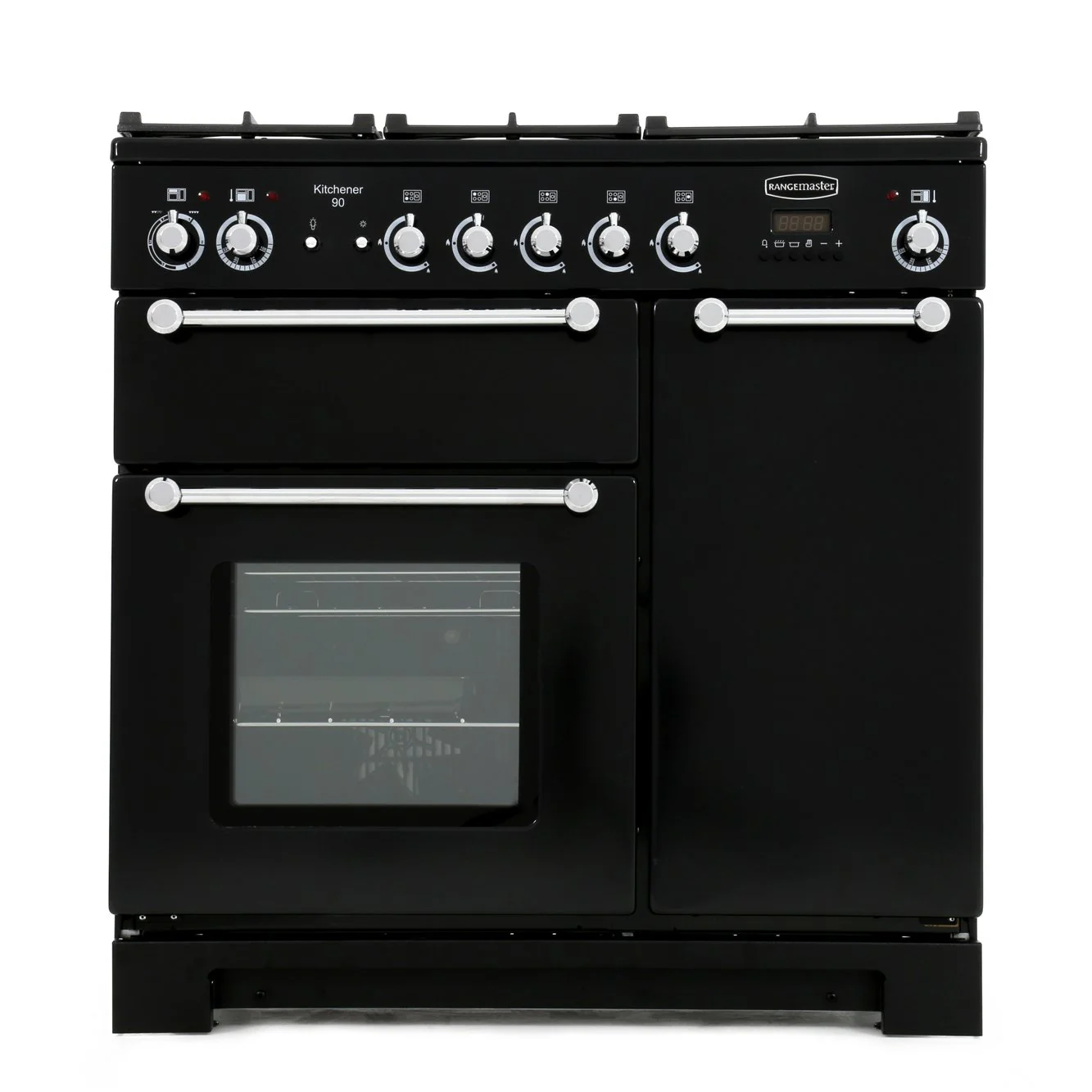 Rangemaster Kitchener KCH90DFFBL/C - Black Dual Fuel Range Cooker - 90cm - A Rated - Image 3