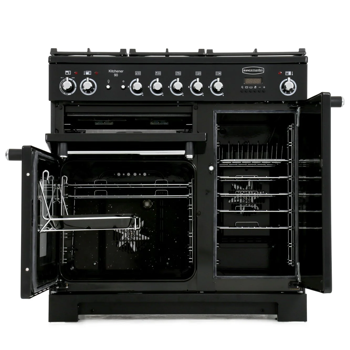 Rangemaster Kitchener KCH90DFFBL/C - Black Dual Fuel Range Cooker - 90cm - A Rated - Image 5