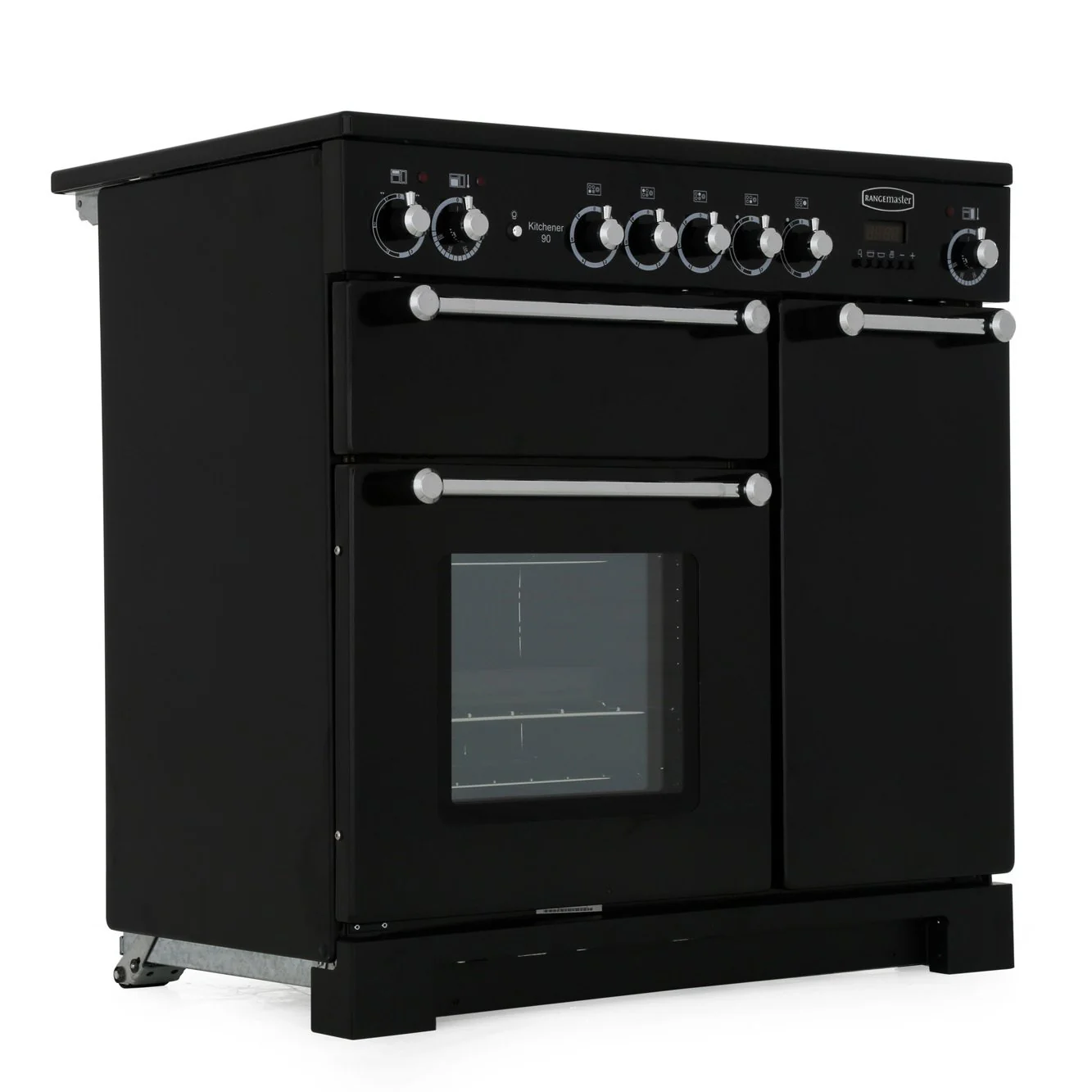 Rangemaster Kitchener KCH90ECBL/C - Black/Chrome Range Cooker - 90cm Ceramic - A Rated - Image 3