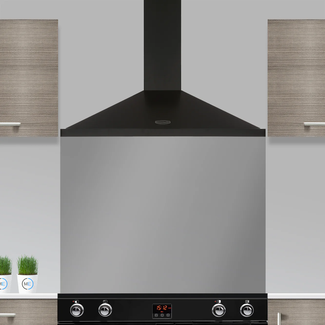 Rangemaster LEIHDC100BC - Black/Chrome 100cm Chimney Cooker Hood - 530 m³/h - D Energy - Image 2
