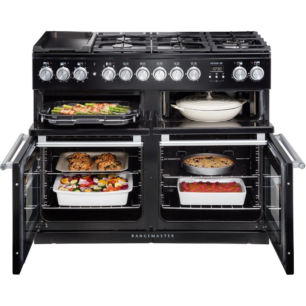 Rangemaster NEXSE110DFFCB/C - Charcoal Black 110cm Range Cooker - Dual Fuel - A Rated - Image 3