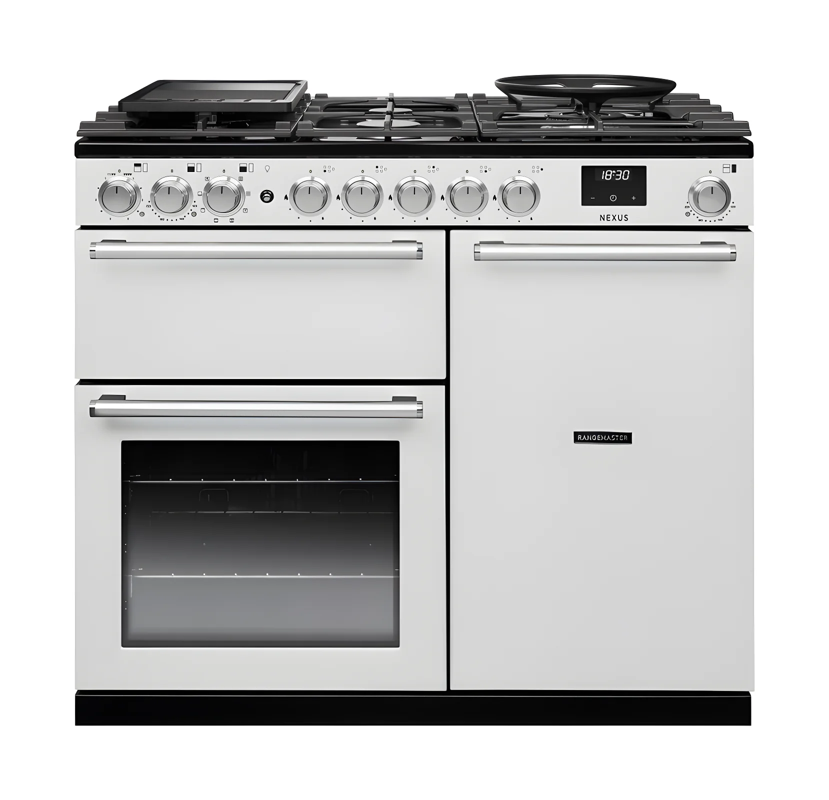 Rangemaster Nexus 100 NEX100DFPWHT/CM1 - White Dual Fuel Range Cooker - 5 Zone Gas Hob - A Energy