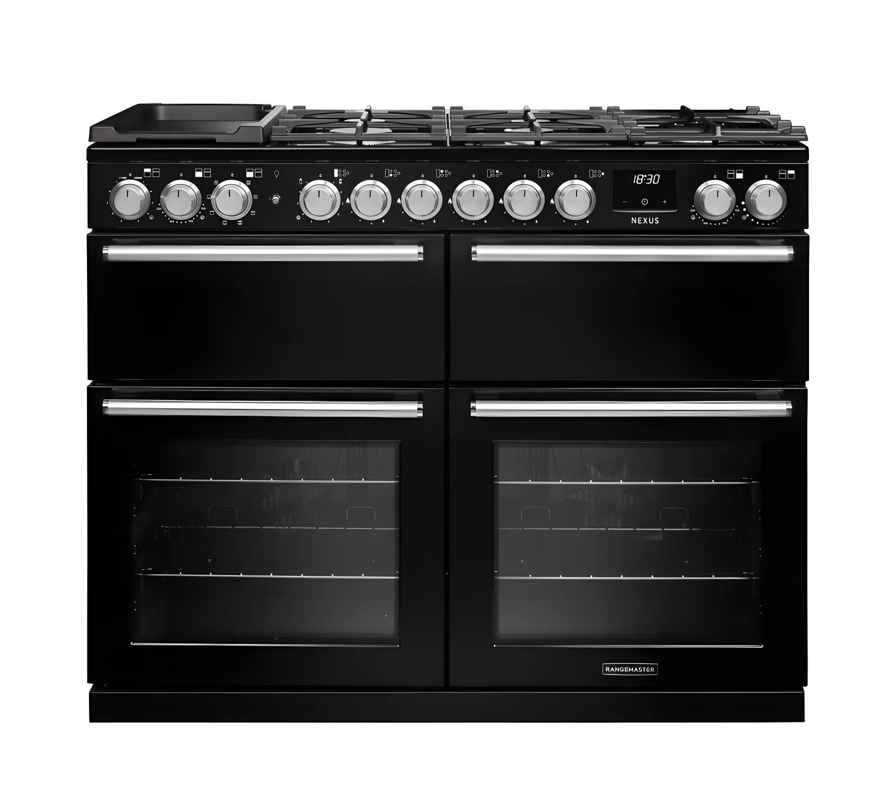 Rangemaster Nexus 110 NEXB110DFPCBL/CM1 - Charcoal Black Dual Fuel Range Cooker - 7 Zone - A Energy