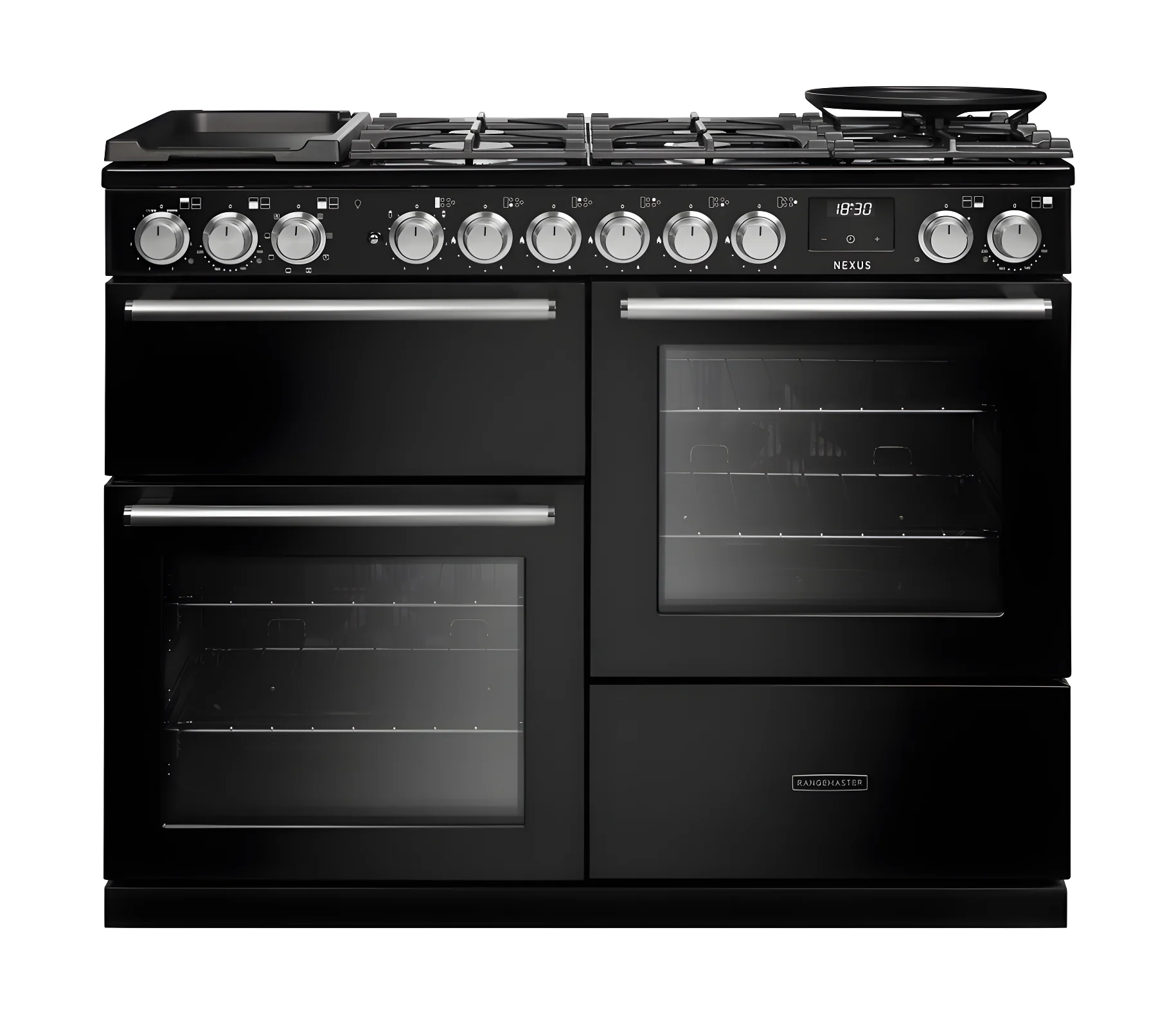 Rangemaster Nexus 110 NEXO110DFPCBL/CM1 - Charcoal Black Dual Fuel Range Cooker - 110cm - A Energy