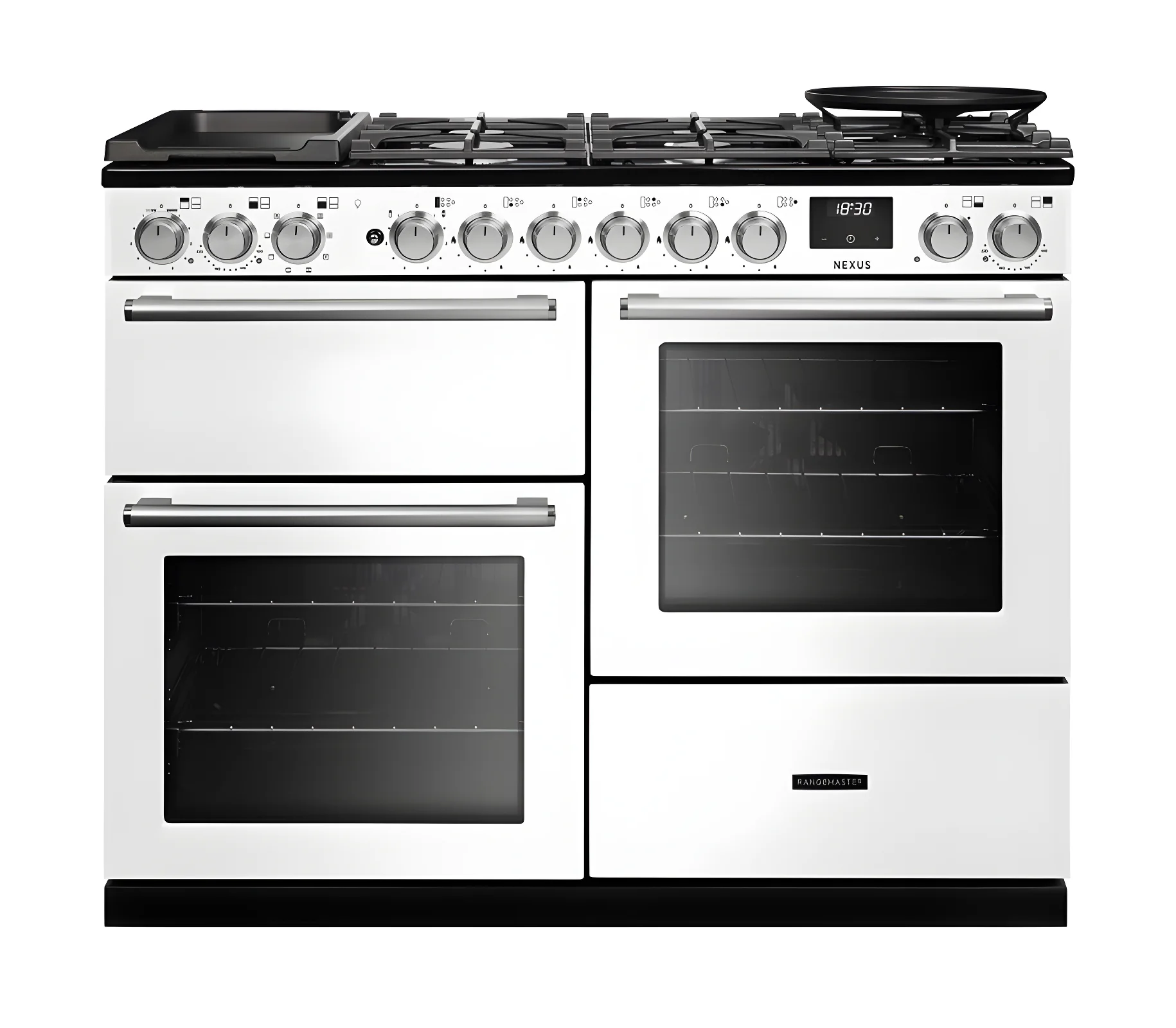 Rangemaster Nexus 110 NEXO110DFPWHT/CM1 - White Dual Fuel Range Cooker - 7 Zone Hob - A Energy