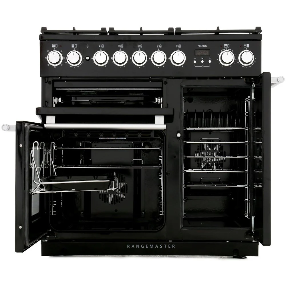 Rangemaster Nexus NEX90DFFCB/C - Charcoal Black/Chrome Range Cooker - 140L - A Rated - Image 2
