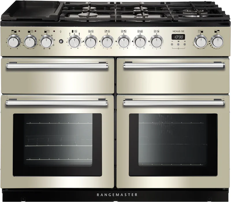 Rangemaster Nexus NEXSE110DFFIV/C - Ivory/Chrome 110cm Range Cooker - Dual Fuel - A Rated