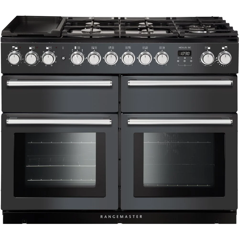 Rangemaster Nexus SE NEXSE110DFFSL/C - Slate/Chrome Black Range Cooker - Dual Fuel - A Rated