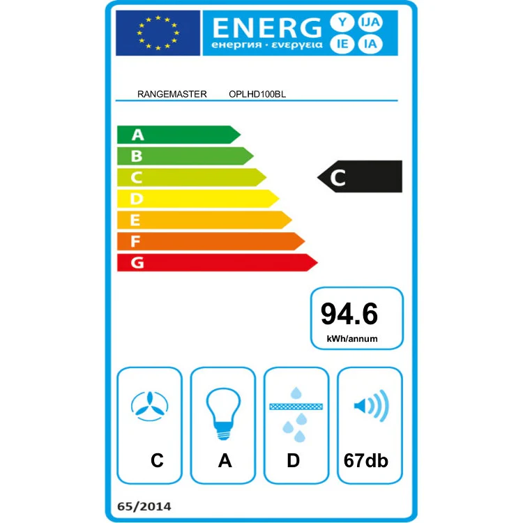 Rangemaster OPLHD60BL - Black 60cm Chimney Cooker Hood - C Energy Rated - Image 4