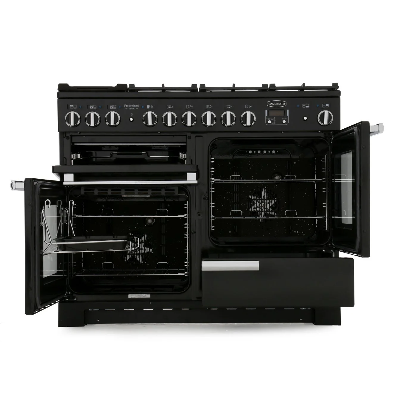 Rangemaster PDL110DFFCY/C - Cranberry/Chrome 110cm Range Cooker - Dual Fuel - A Rated - Image 2
