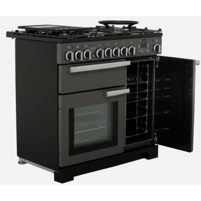 Rangemaster PDL90DFFSL/C - Grey 5 Zone Dual Fuel Cooker - Catalytic cleaning - A/A energy - Image 2