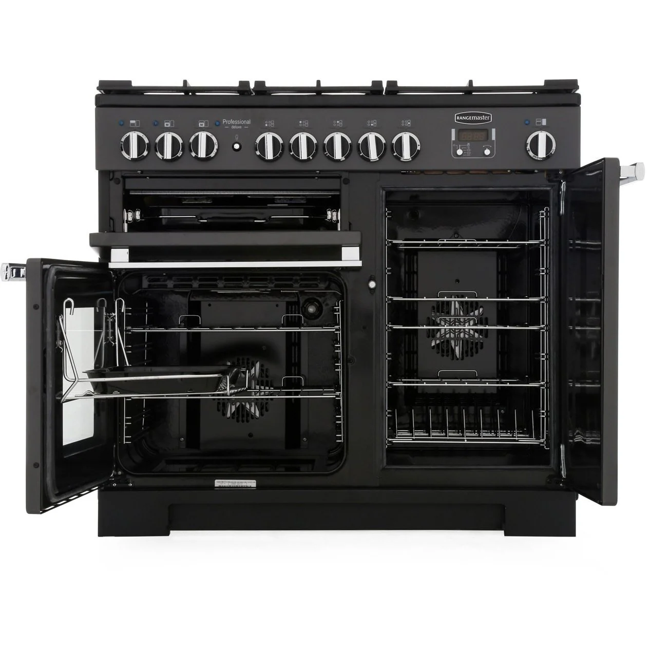 Rangemaster Professional Deluxe PDL100DFFWH/C - White/Chrome Range Cooker - 155L - A Rated - Image 2