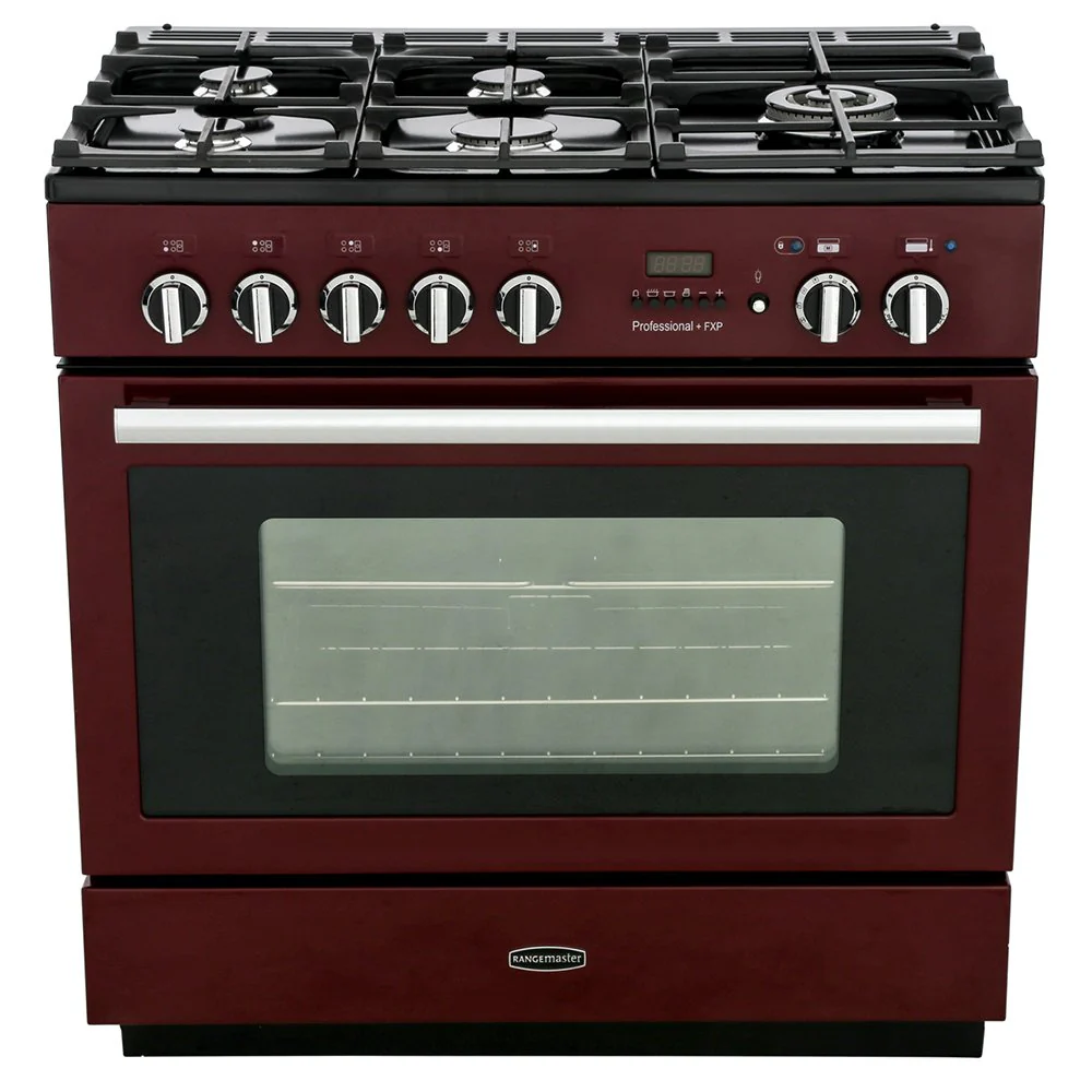 Rangemaster Professional Plus FXP PROP90FXPDFFCY/C - Cranberry/Chrome 90cm Range Cooker - Dual Fuel - A Rated