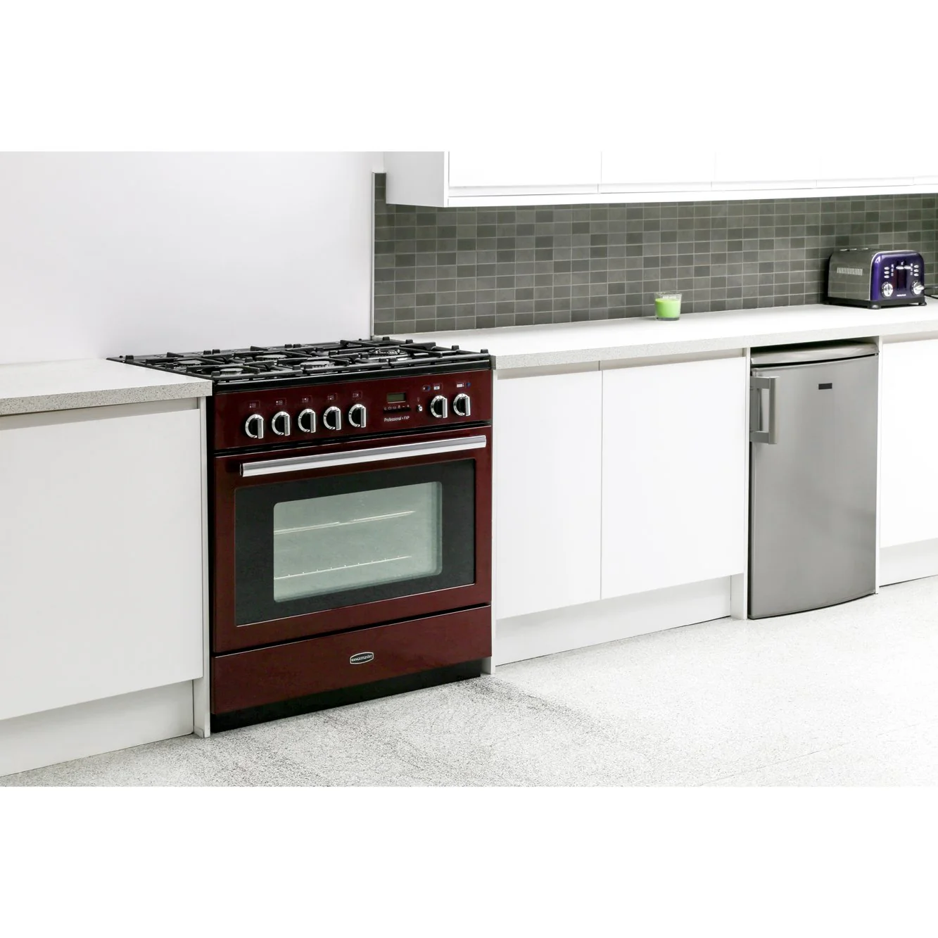 Rangemaster Professional Plus FXP PROP90FXPDFFCY/C - Cranberry/Chrome 90cm Range Cooker - Dual Fuel - A Rated - Image 2