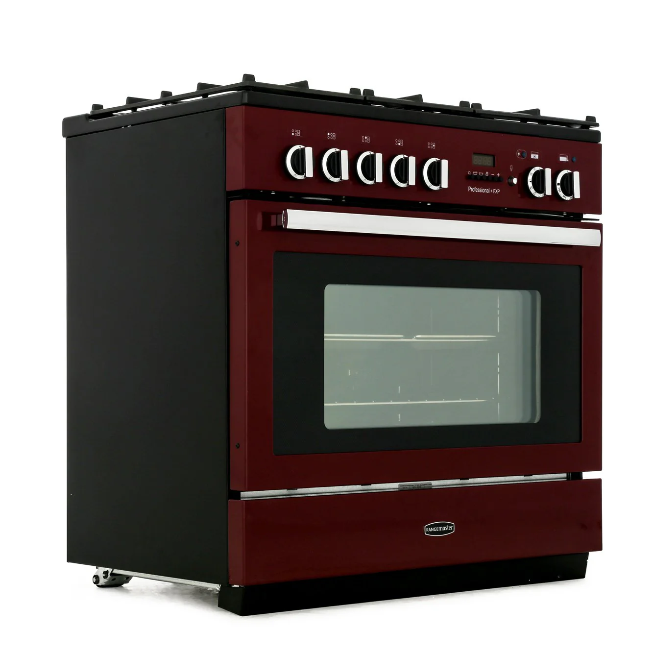 Rangemaster Professional Plus FXP PROP90FXPDFFCY/C - Cranberry/Chrome 90cm Range Cooker - Dual Fuel - A Rated - Image 4