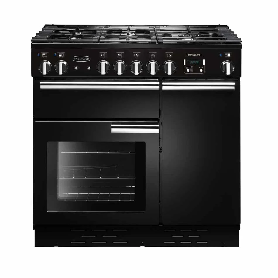 Rangemaster Professional Plus PROP90DFFGB/C - Black/Chrome Range Cooker - 140L - A Rated